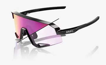 FIETSBRIL 100% SLENDALE GLOSS BLACK PHOTCHROMIC PURPLE MIRROR